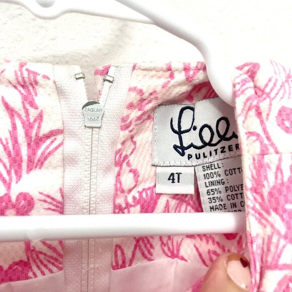 Lilly Pulitzer Pink Spring Easter Bunny Shift Dress Girls Size 4T - Picture 3 of 5